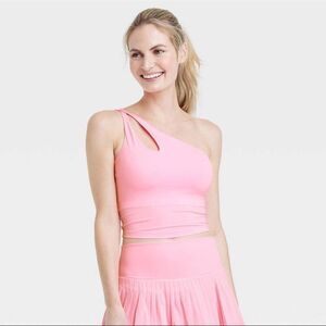 All in Motion Women Bra Athletic Light Support Asymmetric Crop Pink nwt XS